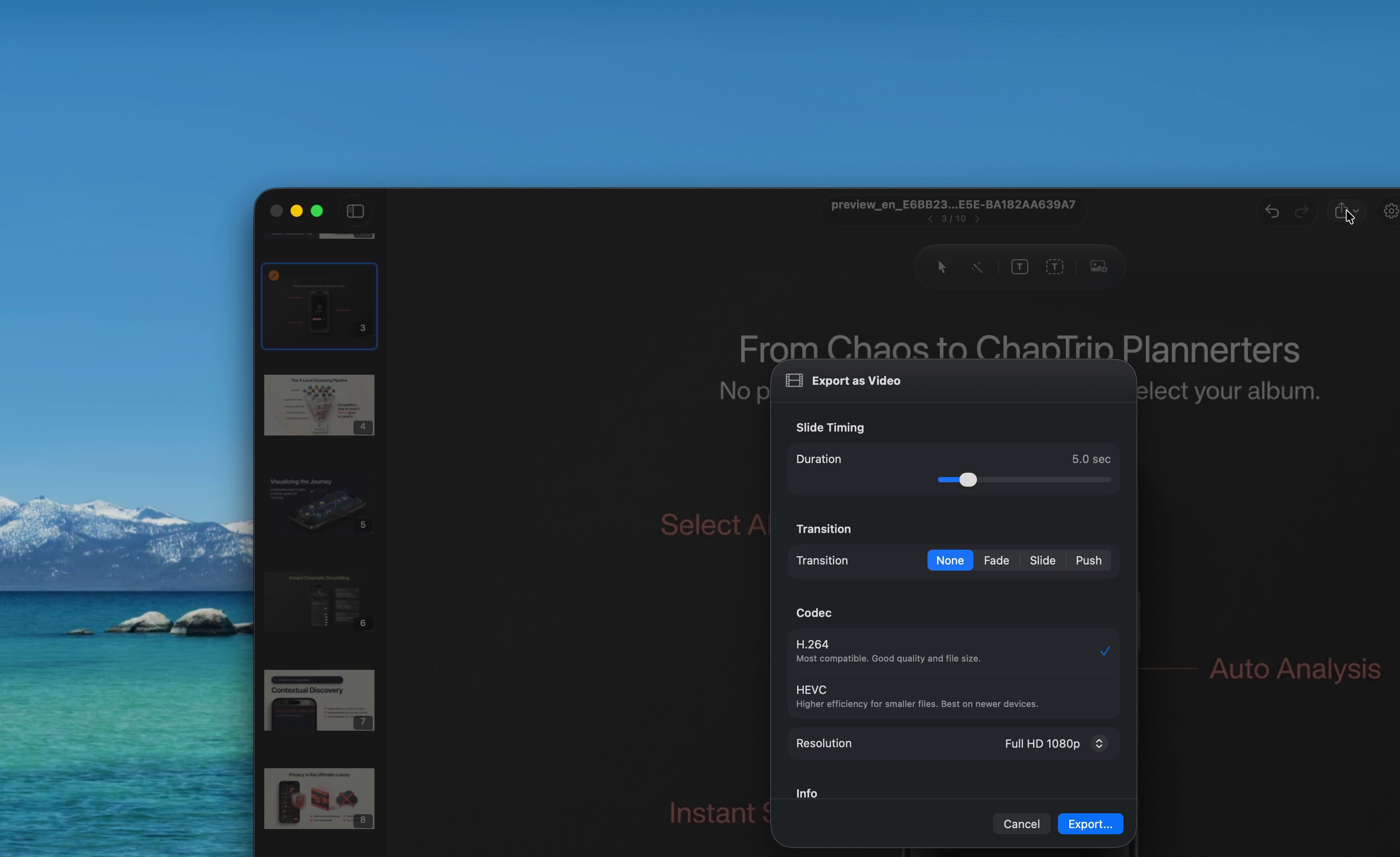 Export as Video dialog