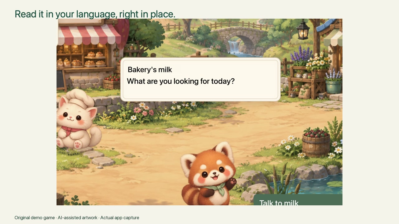 See translated dialogue over the original game window.