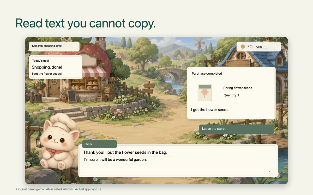 See translated dialogue over the original game window.