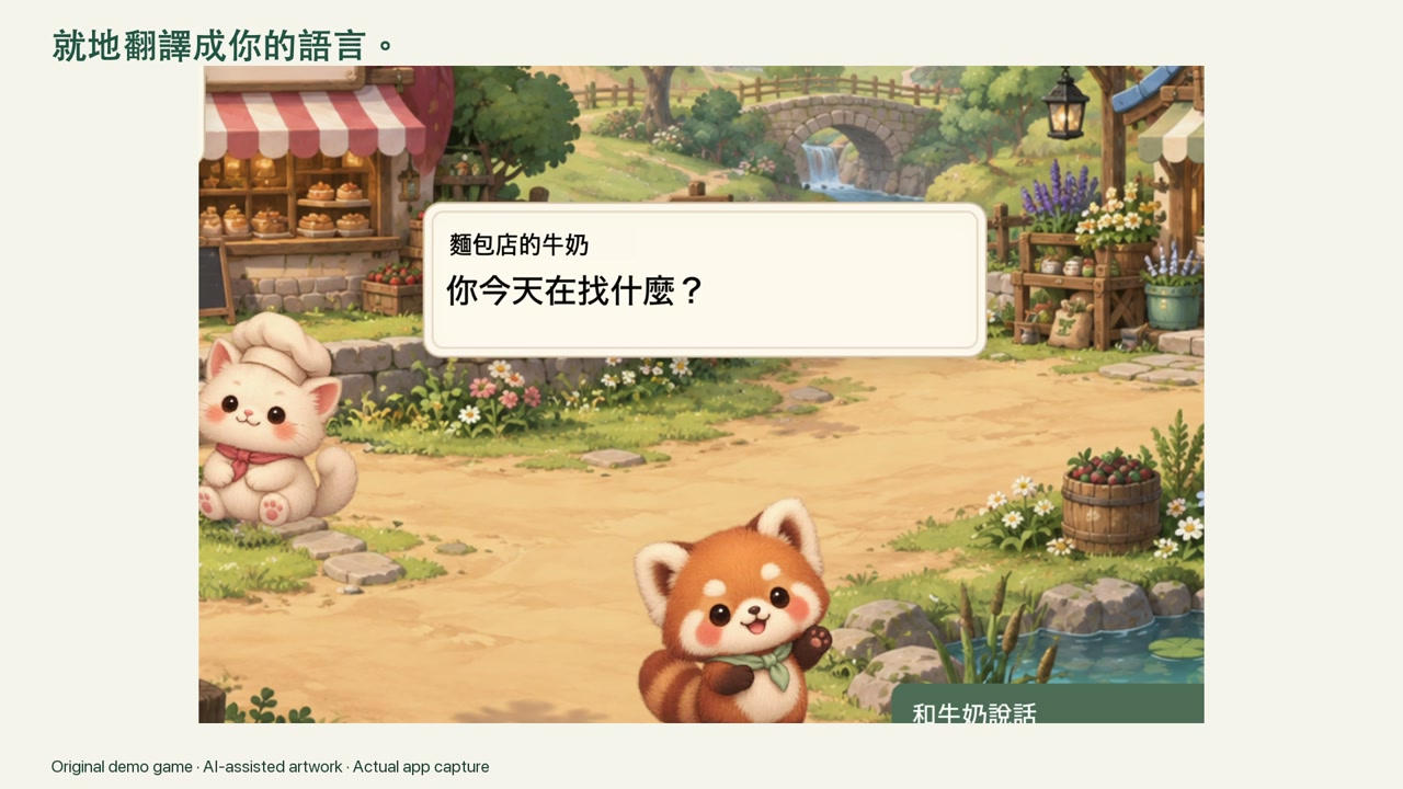 直接在遊戲畫面上閱讀翻譯後的對話。